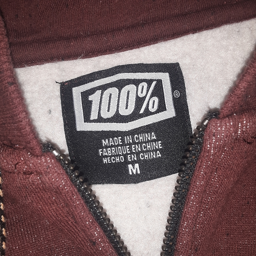 100% | red marled zip-up hoodie - Picture 5 of 7